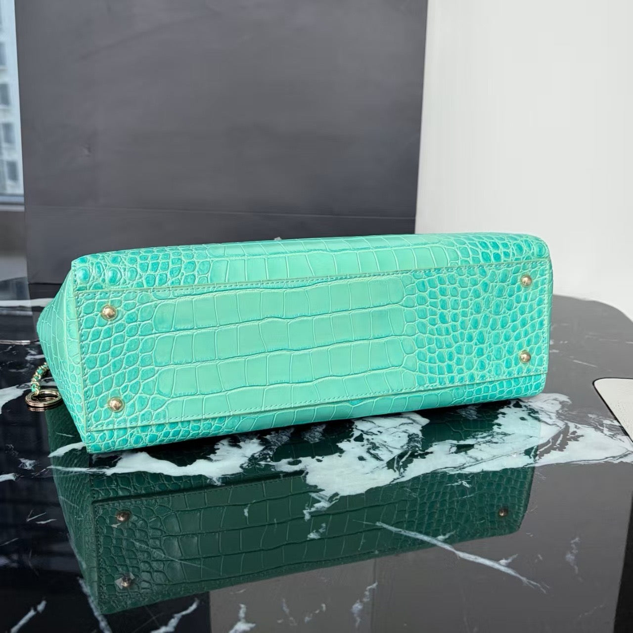 26SS crocodile bag - Turquoise
