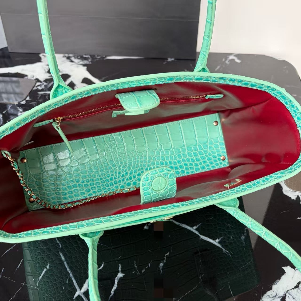 26SS crocodile bag - Turquoise